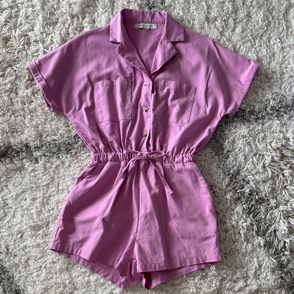 Pink Button-Up Romper - Picture 1 of 1